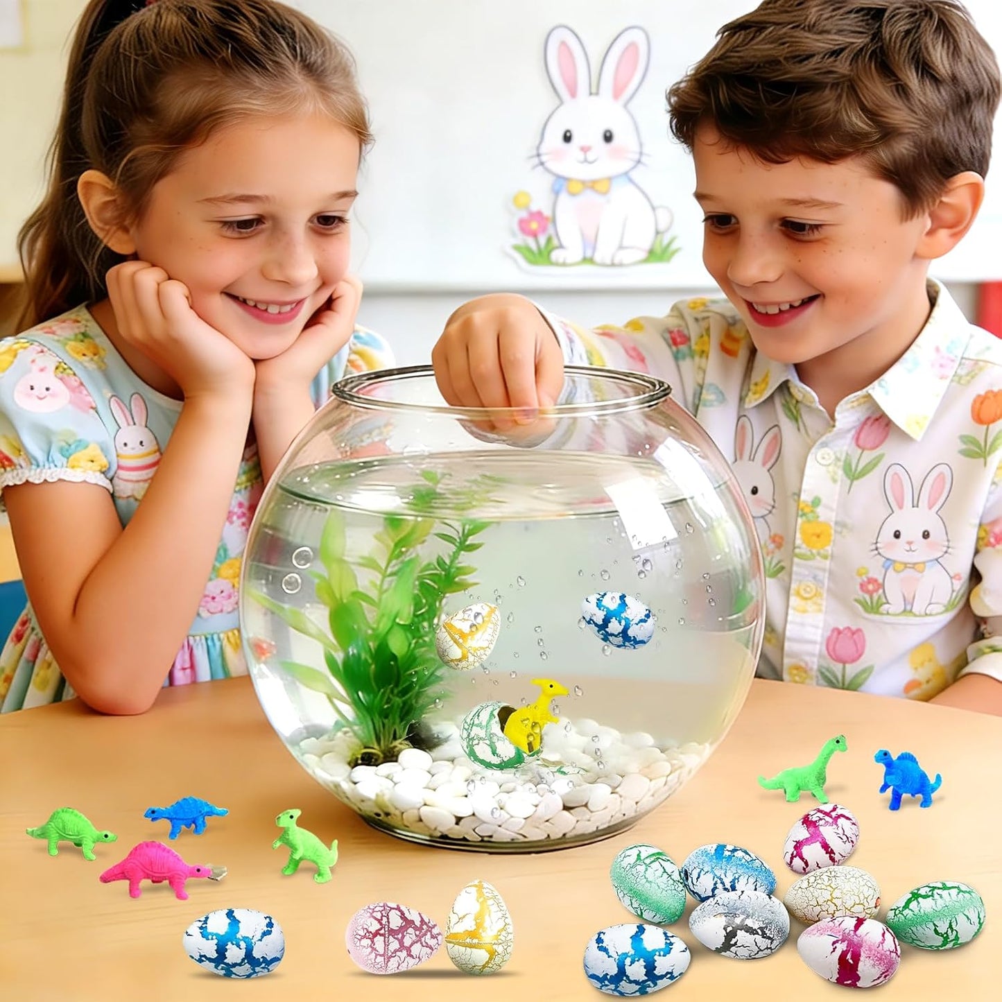60 Pcs Hatching Dinosaur Eggs for Kids Party Favors, Easter Egg Filled with Toys Novelty Grow in Water Dino Eggs with Toys Inside Easter Basket Stuffers Birthday Gifts, Classroom Prize, Pinata Fillers