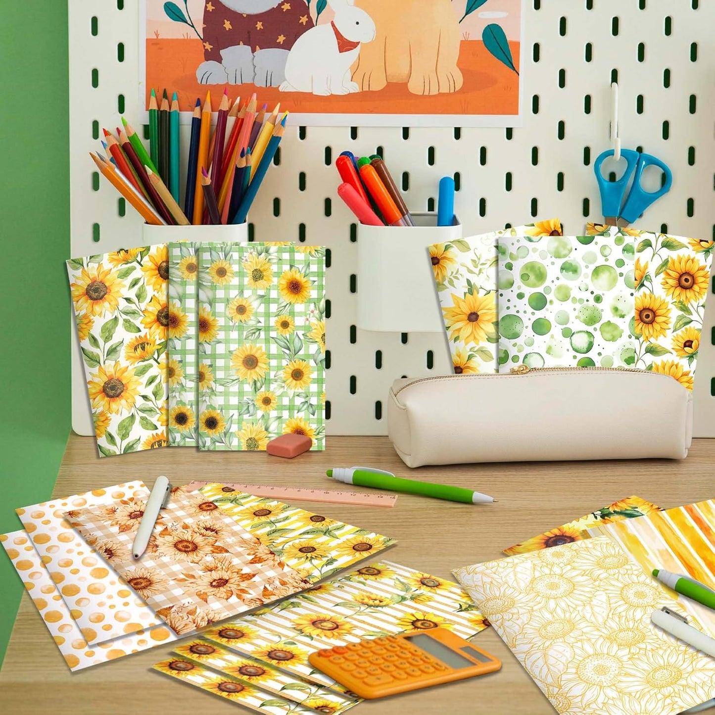 24 Pieces Sunflower Themed Small Pocket Notebook Journals Bulk 12 Distinct Yellow Floral Designs Lined Inner Pages Mini Memo Notepads for Home Office Stationery Supplies Sunflower Party Favors