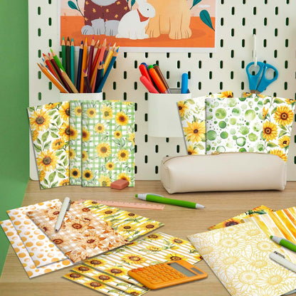 24 Pieces Sunflower Themed Small Pocket Notebook Journals Bulk 12 Distinct Yellow Floral Designs Lined Inner Pages Mini Memo Notepads for Home Office Stationery Supplies Sunflower Party Favors