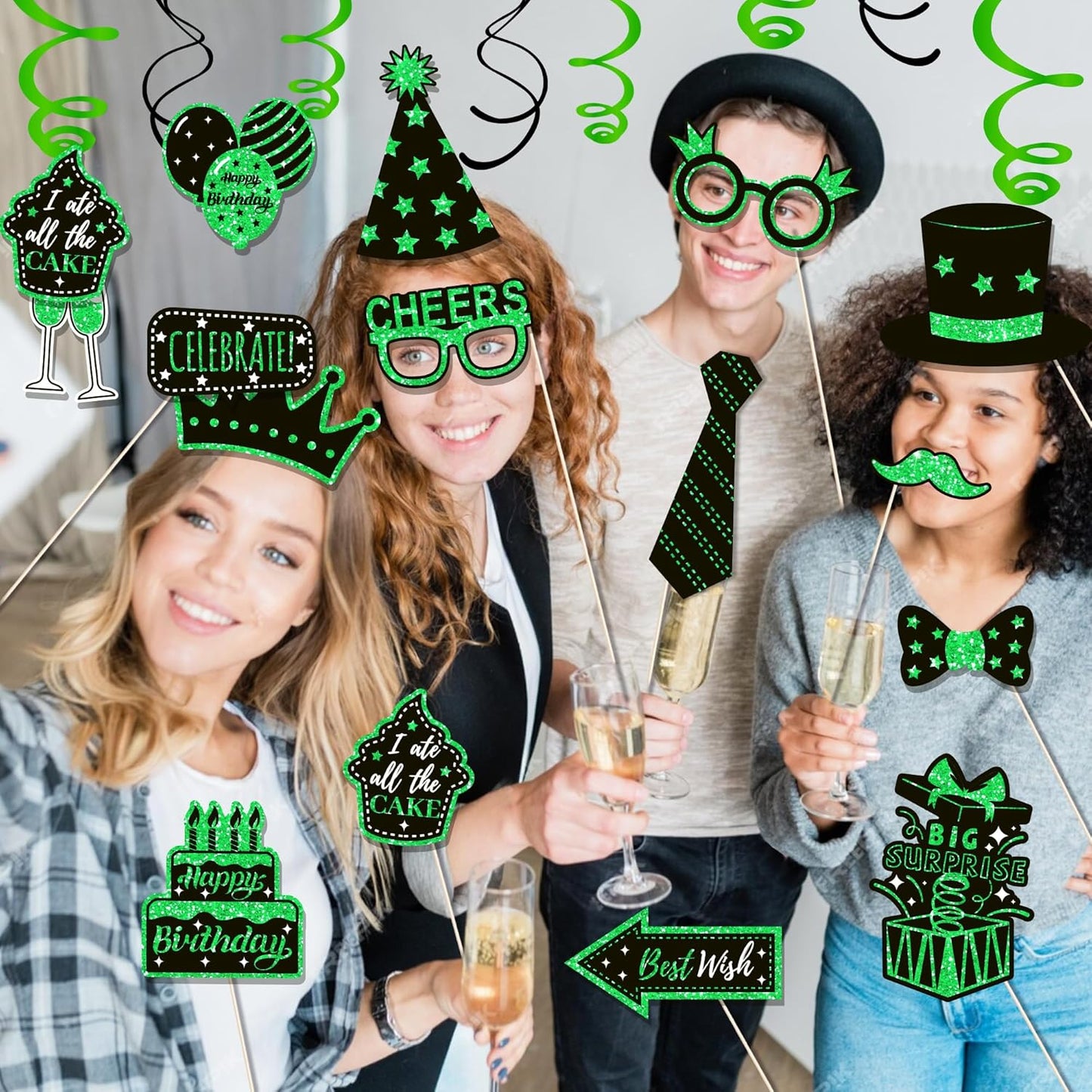 36 PCS Birthday Photo Booth Props Party Supplies Holiday Picture Decorations Photo Booth Props for Birthday Party Favors Pose Sign Kit Fun for Party (Purple and Black)