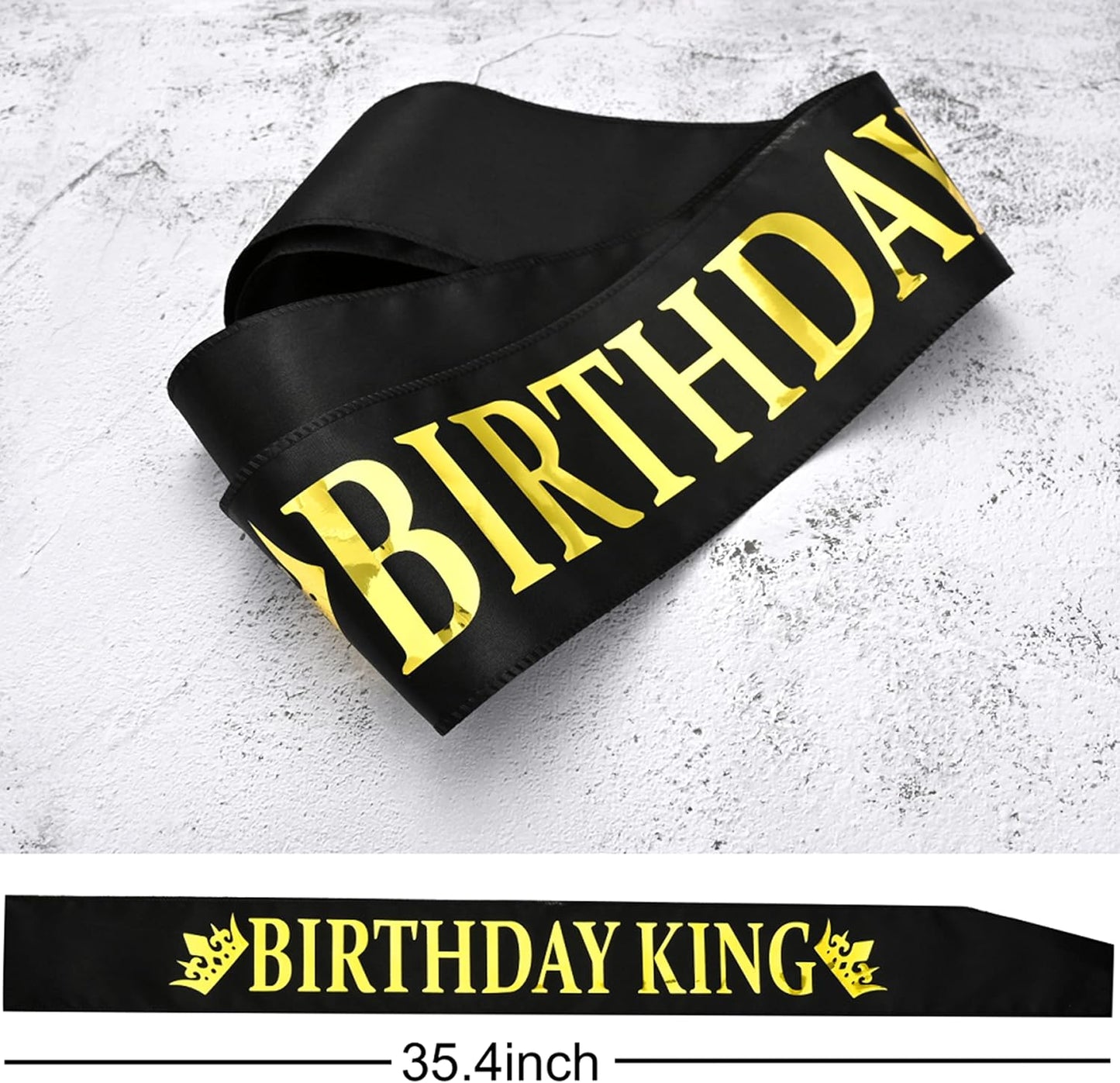 NA King Crown and Birthday Sash, Prom Decoration Gifts for Men (Gold-1)