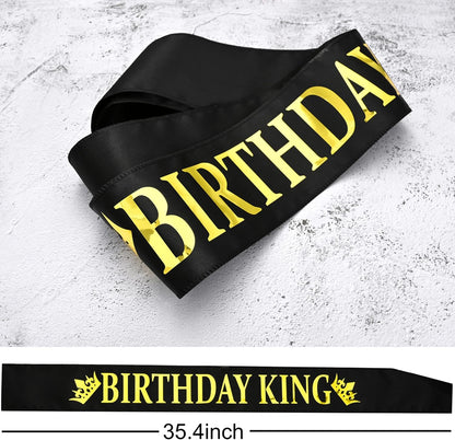 NA King Crown and Birthday Sash, Prom Decoration Gifts for Men (Gold-1)