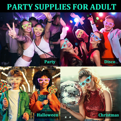 Glow in The Dark Party Supplies, 10 Pack Glow in The Dark Party Glasses Photo Booth Props Neon Party Favors Decorations