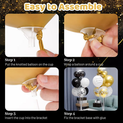 JOYYPOP 4 Sets Balloon Stand Kit For Table, Balloon Sticks with Base Birthday Graduation Party Decorations Wedding