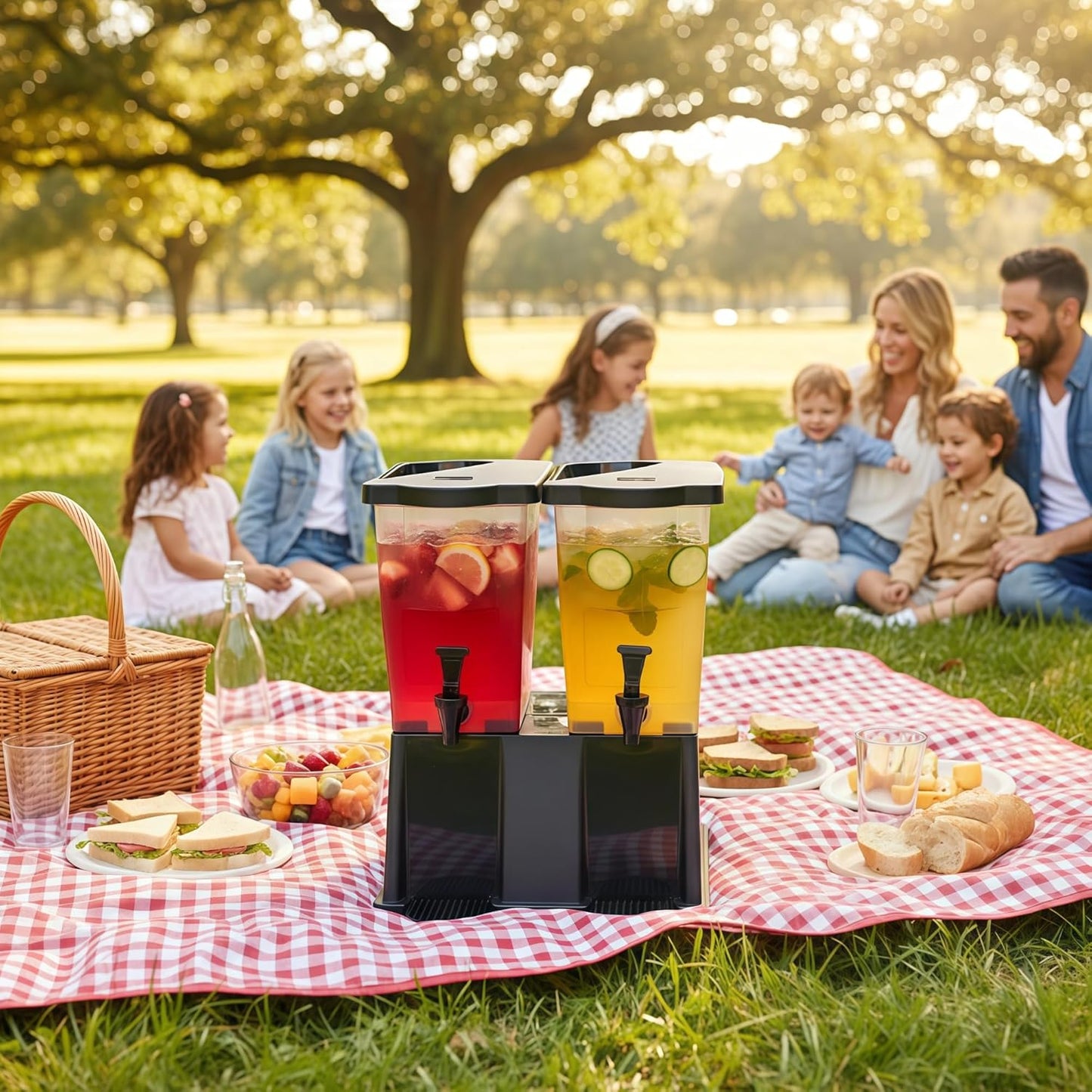 Beverage Dispenser 5 Gallon Drink Dispenser with Spigot, Juice Dispensers for Parties, Black Base