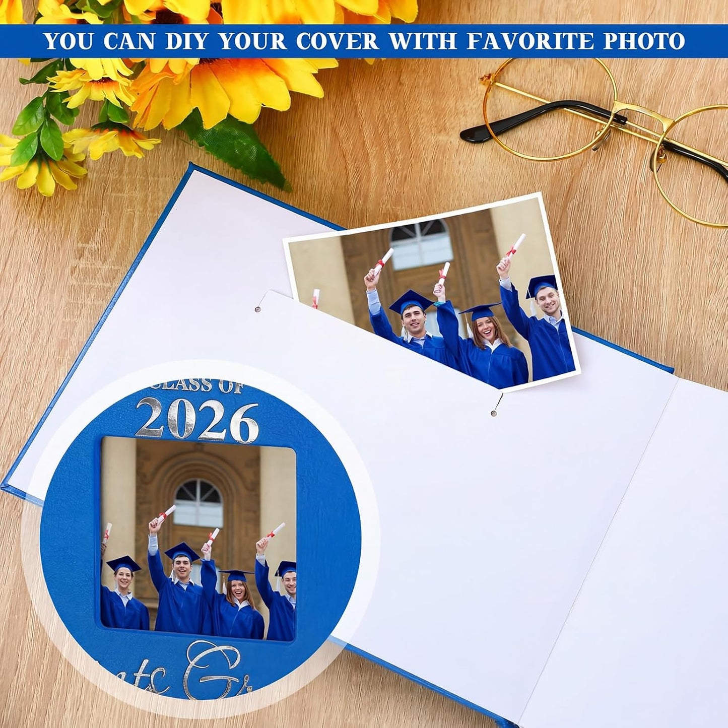 Geyoga 2026 Graduation Guest Book with Pen, 144 Pages Class of 2026 Graduation Party Guest Sign in Book Memory Scrapbook for High School Senior Nights College Grad Gifts, 6 x 8 Inch(Black)