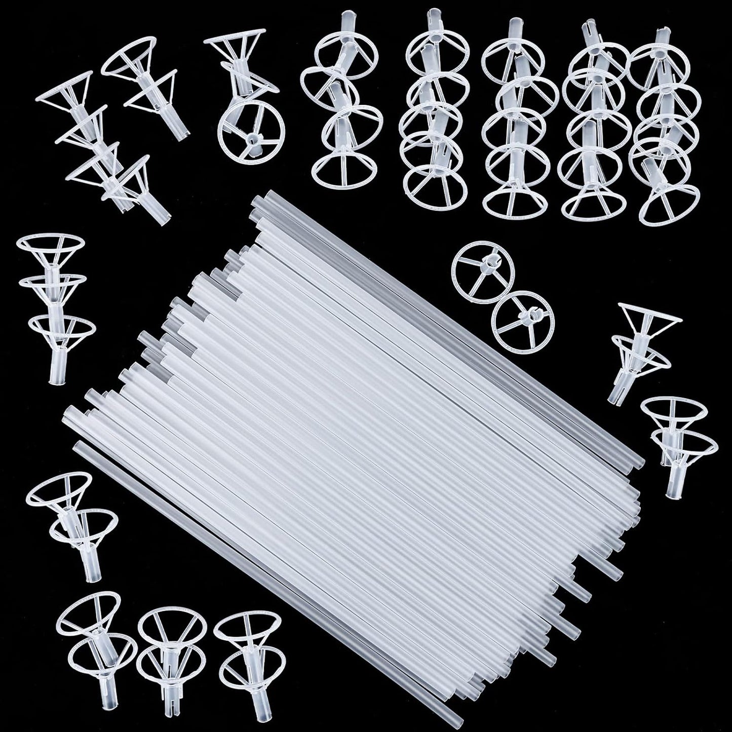 RUBFAC 20pcs Balloon Sticks with Cups Clear Balloon Holder Stick Stand 15inches to 32inches Large and Long Party Balloon Stand for Bobo Balloons Birthday Wedding Party Supplies