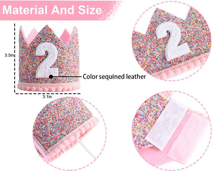 Rainbow Crown - 4th Birthday Party Glitter Crown, Kids Birthday Hats, Baby Photo Props, Little Girls Hair Accessories