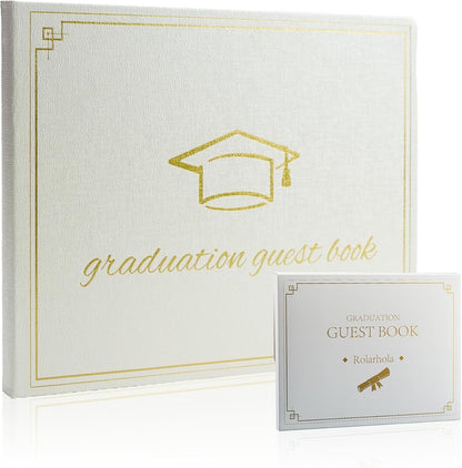 2026 Graduation Guest Book - Elegant 7x9 Inch White, Graduation Memory Book 2026 with Premium 120 Pages, 2026 Graduation Guest Sign in Book for College Graduates (Classic Graduation Gift)