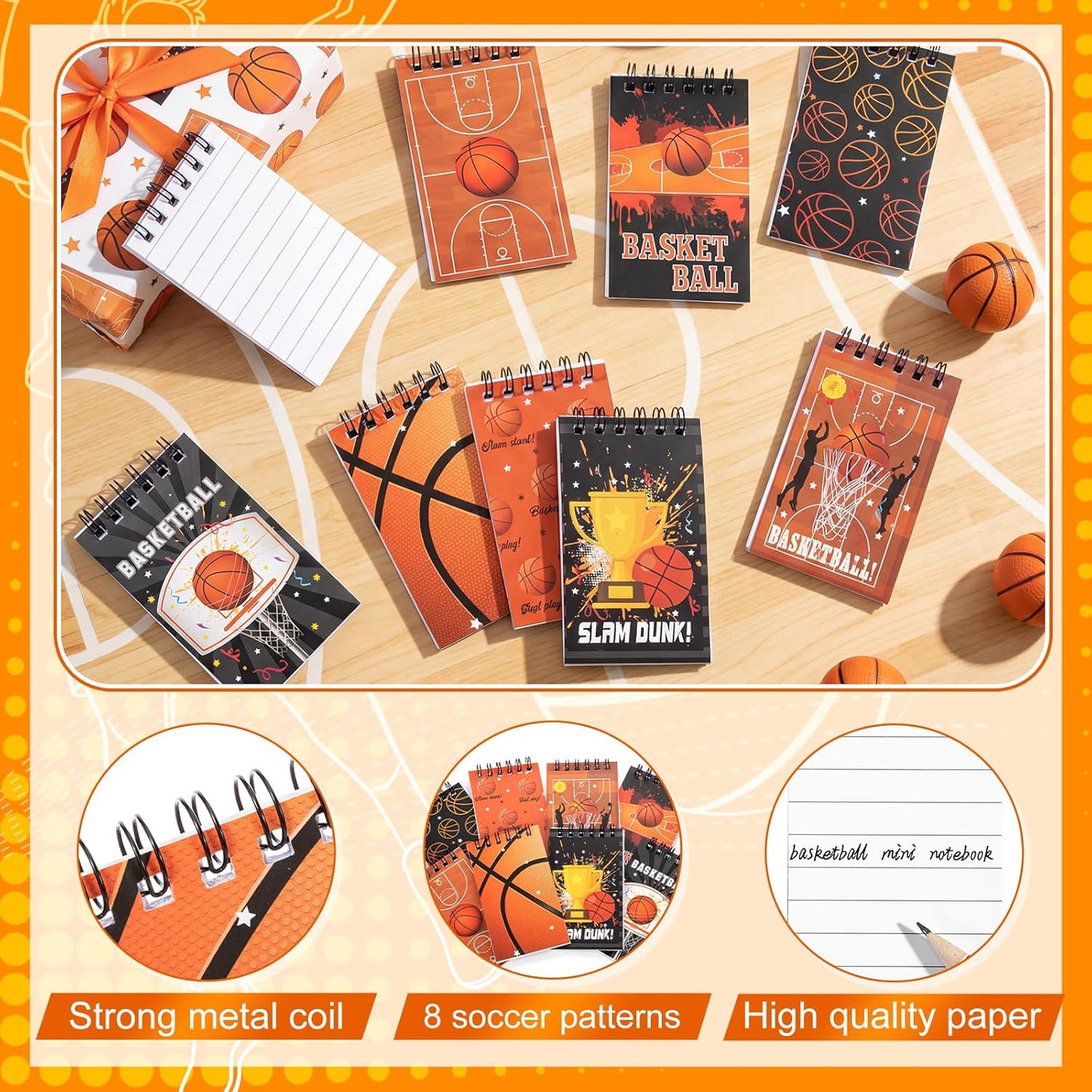 Maxdot 24 Pcs Football Mini Notepads Sports Party Favors for Gifts Spiral Mini Journal Notebooks Goodie Bag Stuffers for Teacher Reward Birthday Party Supplies