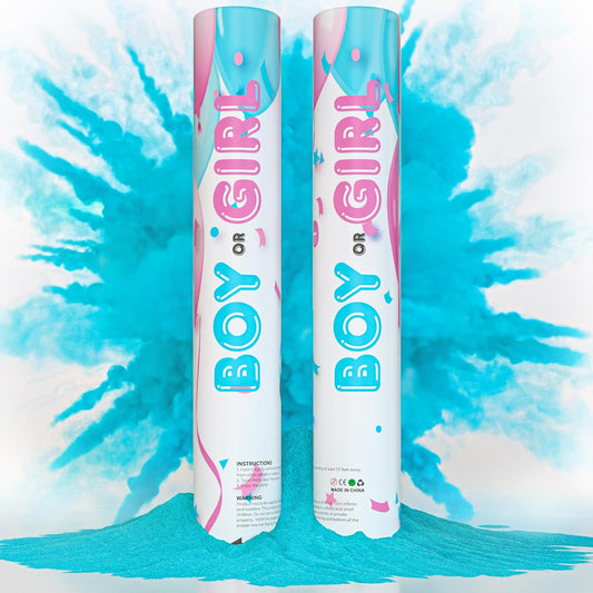 Gender Reveal Powder Smoke Bombs Cannon Poppers | 3 Pink & 3 Blue Poppers | Biodegradable | Alternative to Gender Reveal Smoke Bombs Extinguisher | Gender Reveal Party Decorations | TUR Party Supplies