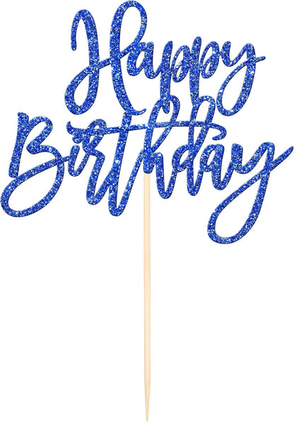 ZHUOWEISM 1 PCS Gold Happy Birthday & Anniversary Cake Topper