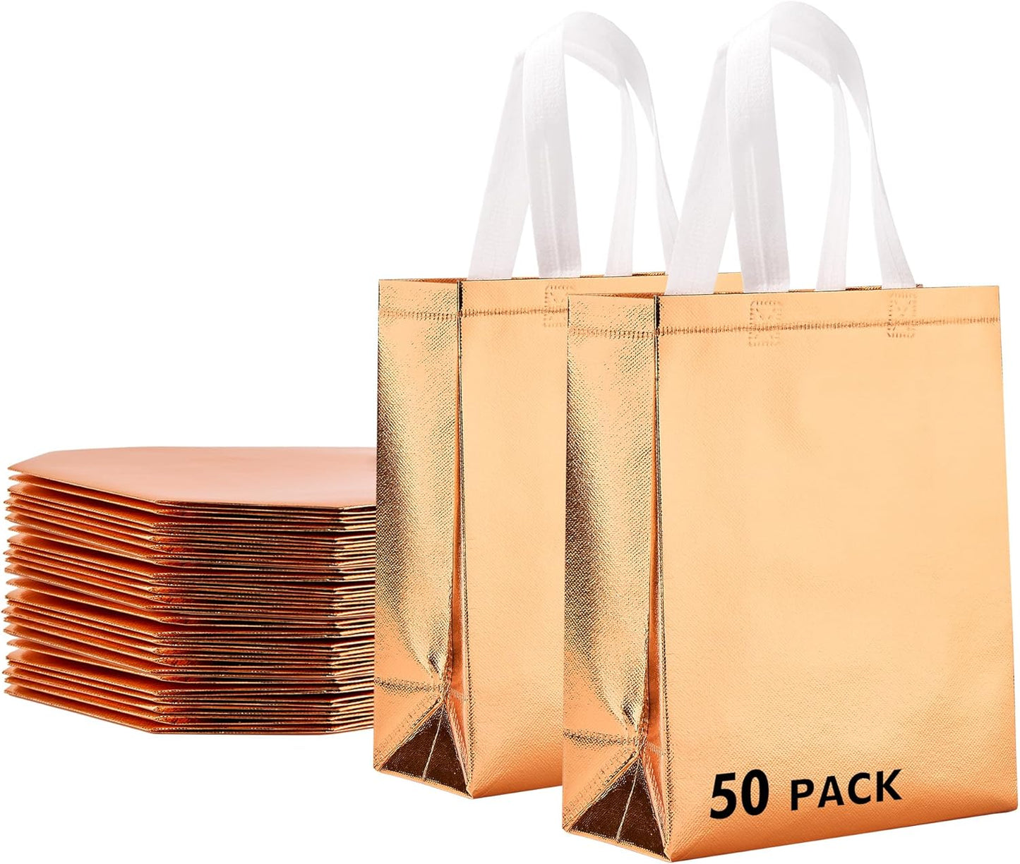 RACETOP 15 Pcs Iridescent Glossy Gift Bags Medium Size, 8x4x10 Inch Holographic Reusable Gift Bags with Handles, Ideal for Birthday, Wedding, Bachelorette, Party Favors, Holiday Goodie