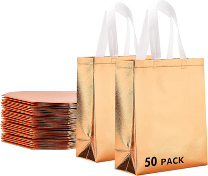 RACETOP 15 Pcs Iridescent Glossy Gift Bags Medium Size, 8x4x10 Inch Holographic Reusable Gift Bags with Handles, Ideal for Birthday, Wedding, Bachelorette, Party Favors, Holiday Goodie