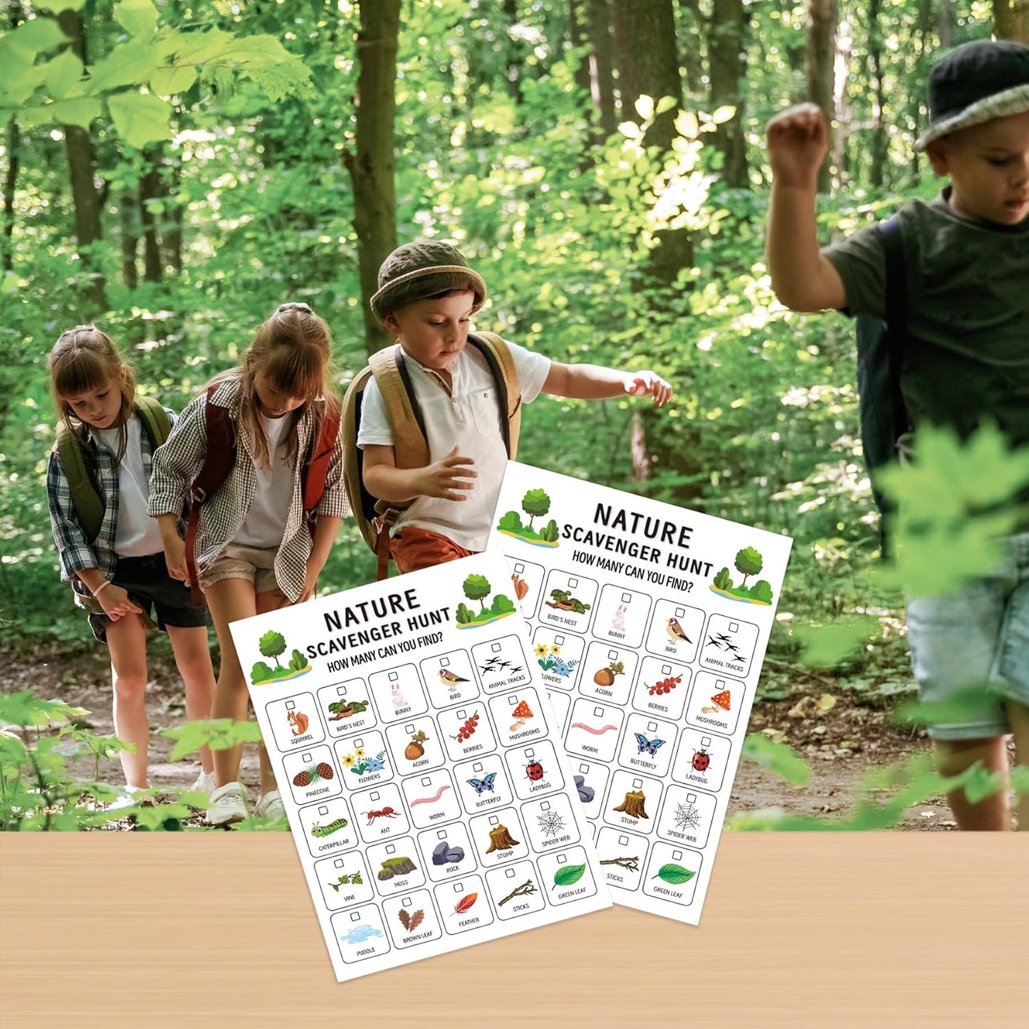 Nature Scavenger Hunt, Camping Games Travel Activities, Outdoor Scavenger Hunts Road Trip Game Cards -NHG01