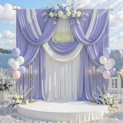 10 ft x 10 ft Wrinkle Free White Backdrop Curtains for Wedding Parties, Polyester Photography Backdrop Drapes for Birthday Parties Stage Backdrop Stand, 2 Panels 5x10FT Background Curtains