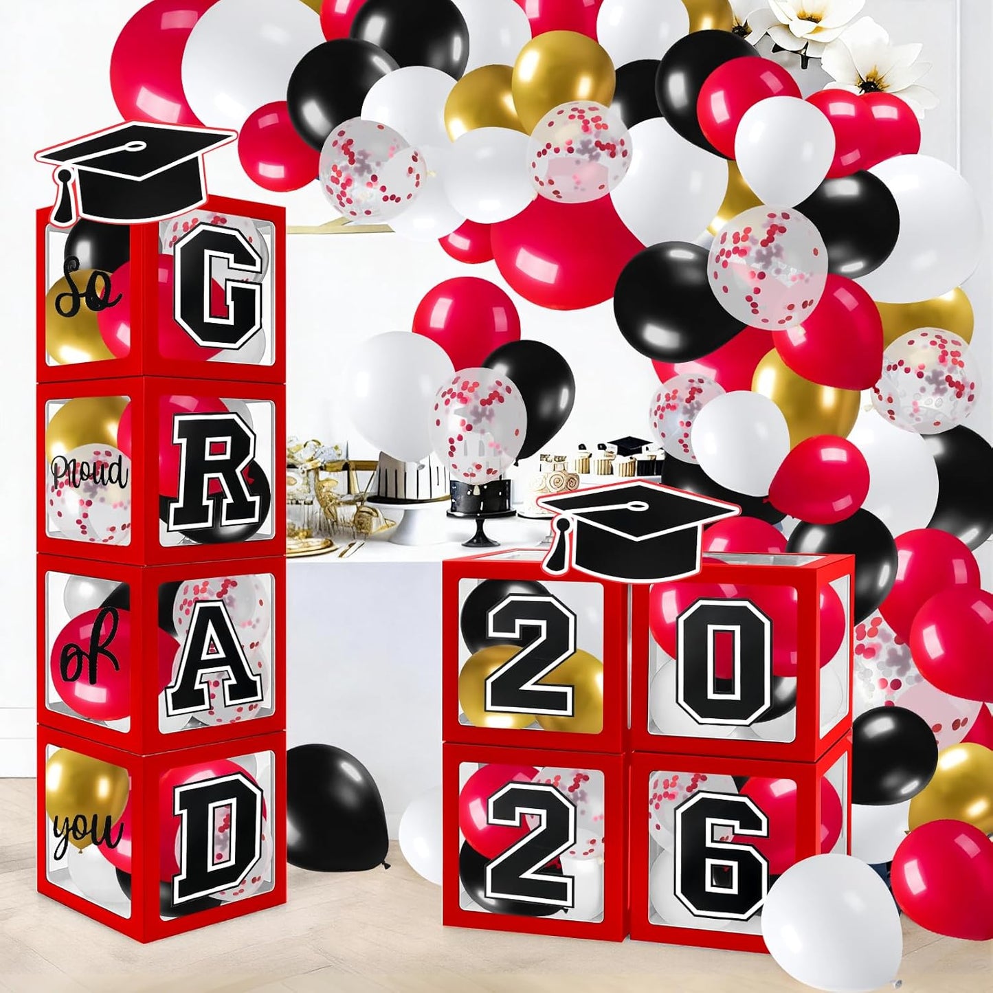 Graduation Decorations 2026 Graduation Party Decorations Set of 4 Boxes with 129pcs Balloons Arch Garland Kit Party Supplies for Any Grades Blue