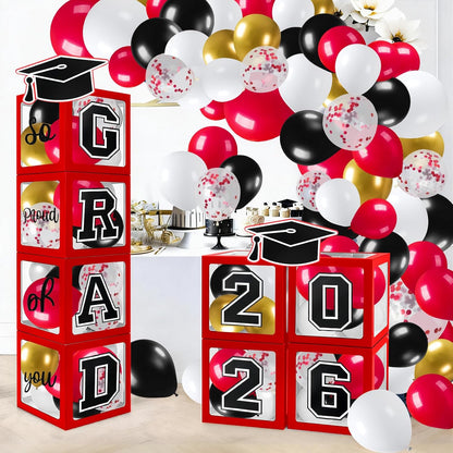Graduation Decorations 2026 Graduation Party Decorations Set of 4 Boxes with 129pcs Balloons Arch Garland Kit Party Supplies for Any Grades Blue