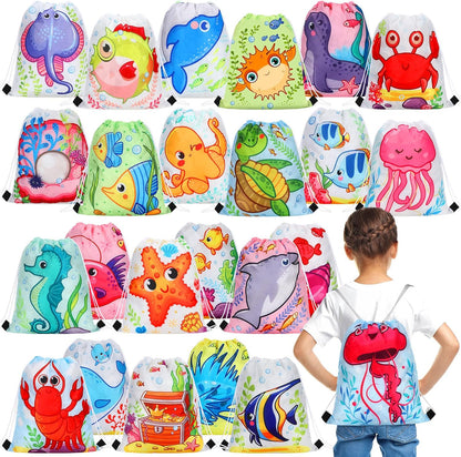 Marsui 24 Pcs Glowing Party Favor Drawstring Bags Gift Goodie Candy Favors Bags for Birthday Party Supplies