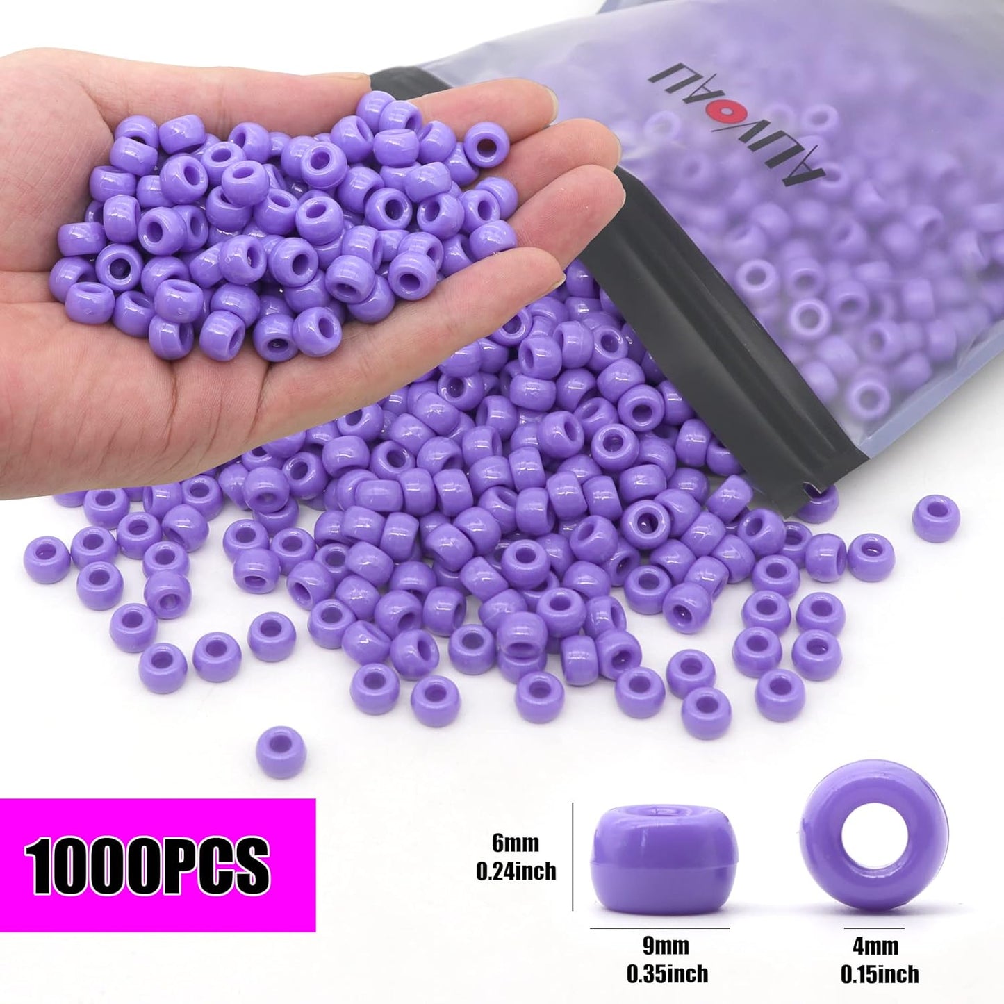 1000Pcs Glow in The Dark Pony Beads 9mm Plastic Kandi Beads Bulk for Friendship Bracelet Necklace Craft Jewelry Making Beads for Hair Braids 9 Color