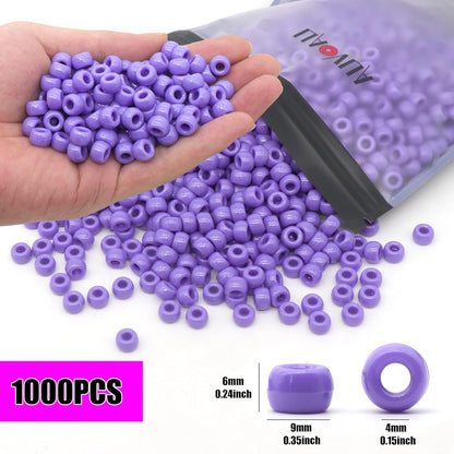 1000Pcs Glow in The Dark Pony Beads 9mm Plastic Kandi Beads Bulk for Friendship Bracelet Necklace Craft Jewelry Making Beads for Hair Braids 9 Color
