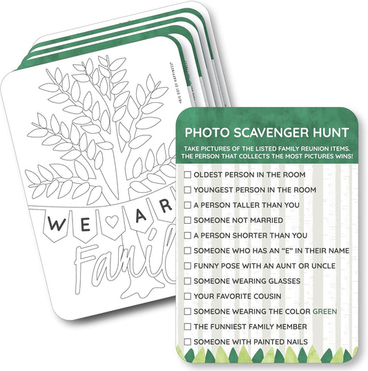 Big Dot of Happiness Family Tree Reunion - 2-in-1 Family Gathering Party Cards - Activity Duo Games - Set of 20