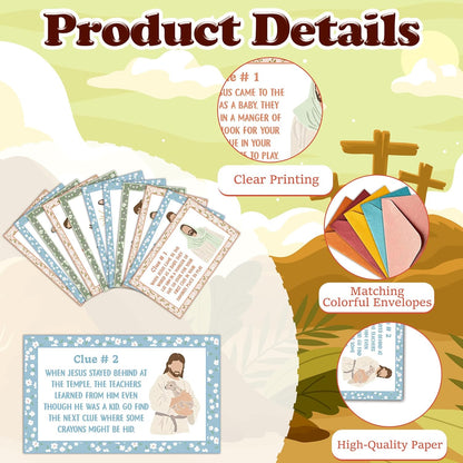 Easter Scavenger Hunt Game, Easter Games for Family Treasure Riddle Egg Hunt Cards Game Activities, Spring Floral Holiday Indoor Outdoor Party Games Supplies Gifts for Adults Friends, 01