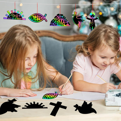 JULMELON 36 PCS Ocean Crafts, Rainbow Scratch Art Under The Sea Party Favors DIY Magic Color Summer Ocean Animals Scratch Cards for Summer Party Favors School Activities