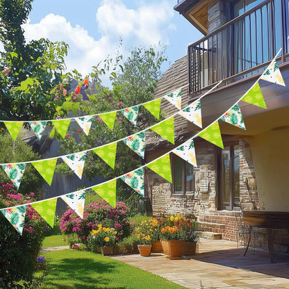 G2PLUS 39Ft Triangle Bunting Banner, 42Pcs Pink Floral Garland Pennant Banner, Reusable Cotton Triangle Flags Party Decoration for Birthday, Wedding, Garden Tea Party, Baby Shower, Room Decor