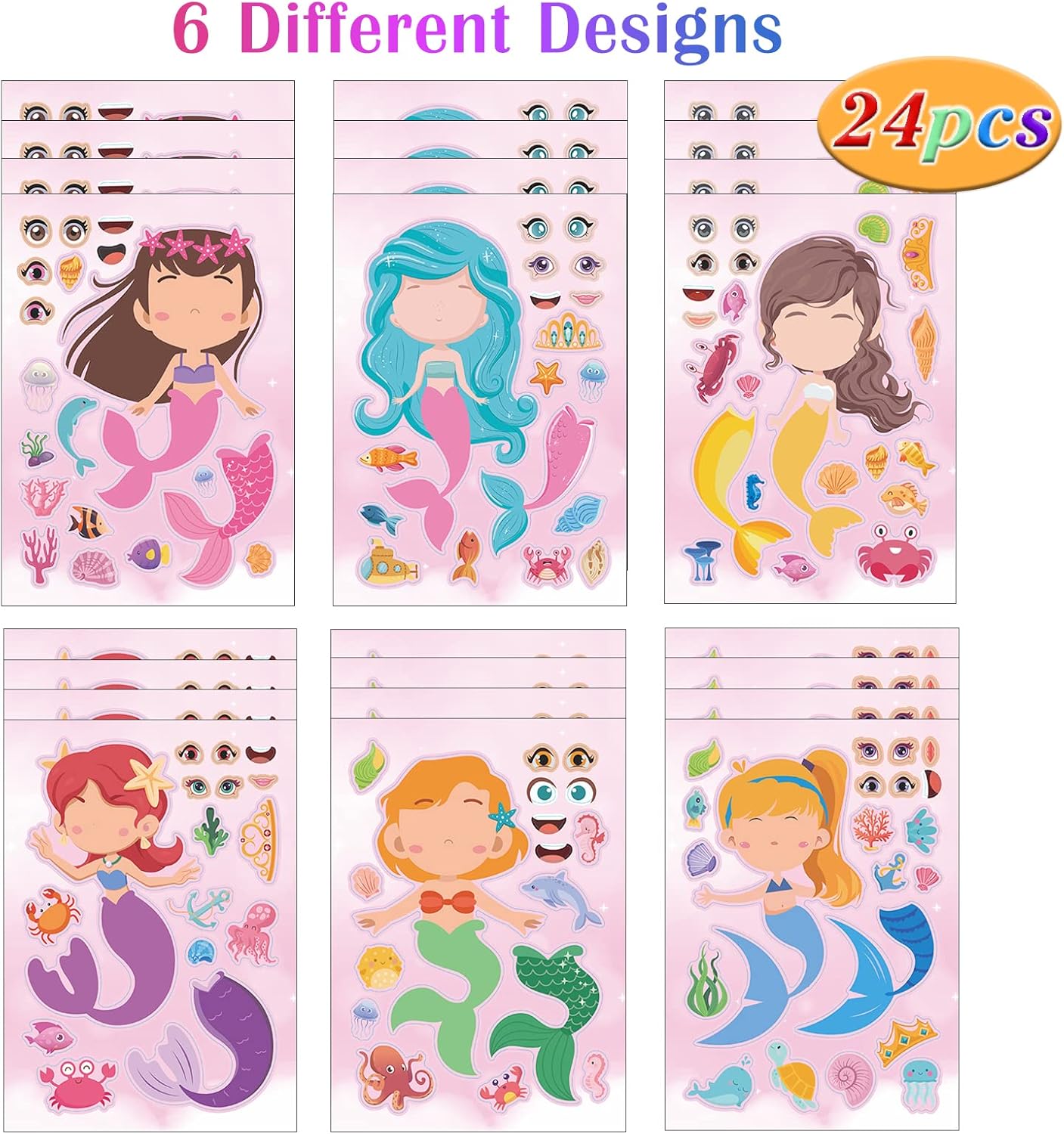 24 Sheets Cupcake Make a Face Sticker Sheets for Kids Todders Activities, Make Your Own Stickers for Kids Birthday Party Favor Supplies Craft