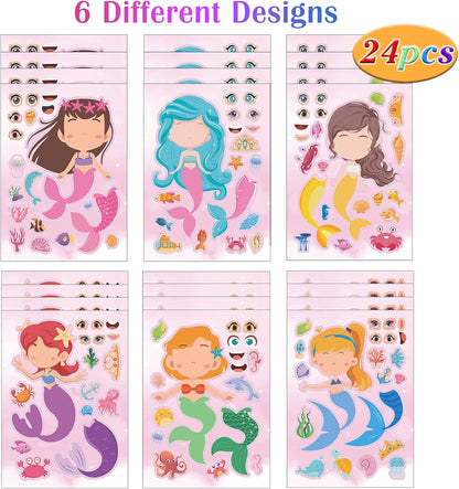 24 Sheets Cupcake Make a Face Sticker Sheets for Kids Todders Activities, Make Your Own Stickers for Kids Birthday Party Favor Supplies Craft