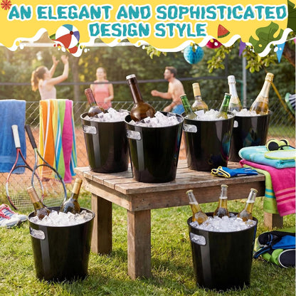 meekoo 32 Pack Gold Ice Buckets for Parties, 3l Plastic Beverage Bucket with Handle, Large Drink Tub Cooler for Champagne, Wine, Beer, and Soda, Beverage Tubs for Wedding, Bar, Table Display