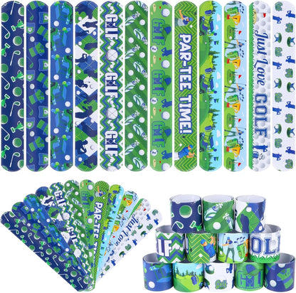 Serencatcher 48PCS Golf Slap Bracelets Bulk, Golf Party Favors Golf Themed Slap Wristbands for Golf Birthday Party Decorations Supplies Gifts Par-Tee Time Golf Decorations