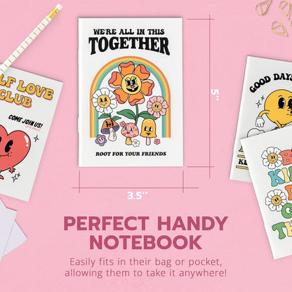 THiNKABLE Mini Notebooks for Kids, Set of 24, Retro Mini Kid Journals Bulk, Small Notebooks for Party Favors, Back to School Supplies, Inspirational Notebooks, Pocket Journal sets