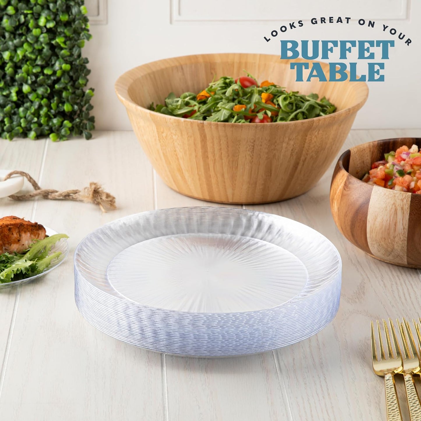 PLASTICPRO 30 Pack Crystal Like Clear Disposable Plastic Plates Dinner Dishes 6 ounce Bowls for Special Occasions Parties