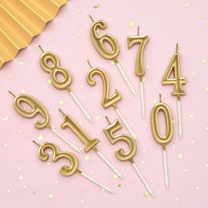 PHD CAKE 10-Pieces Pink Numeral Birthday Candles, Cake Numeral Candles Number 0-9 Glitter Cake Topper Decoration for Birthday,Wedding Anniversary,Party Celebration