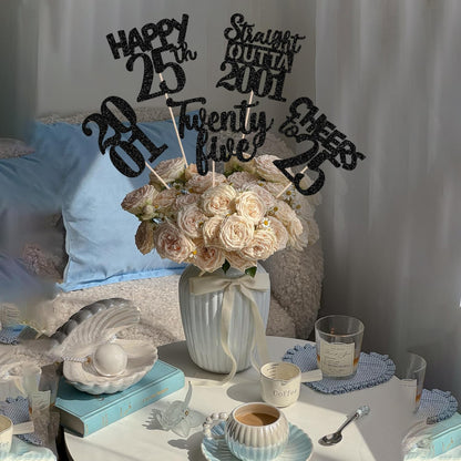 15 PCS 50th Birthday Centerpiece Sticks Fifty Happy 50th Straight Outta 1976 Table Flower Centerpieces Sticks Cheers to 50 Floral Decorations for 50th Birthday Party Centerpieces Supplies Black
