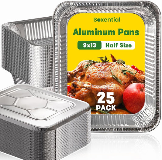 9x13 Aluminum Pans [40 Pack], Extra Heavy Duty Half Size Disposable Aluminum Foil Pans, Deep Baking Pans for Cooking, Roasting, Heating, and Steam Tables