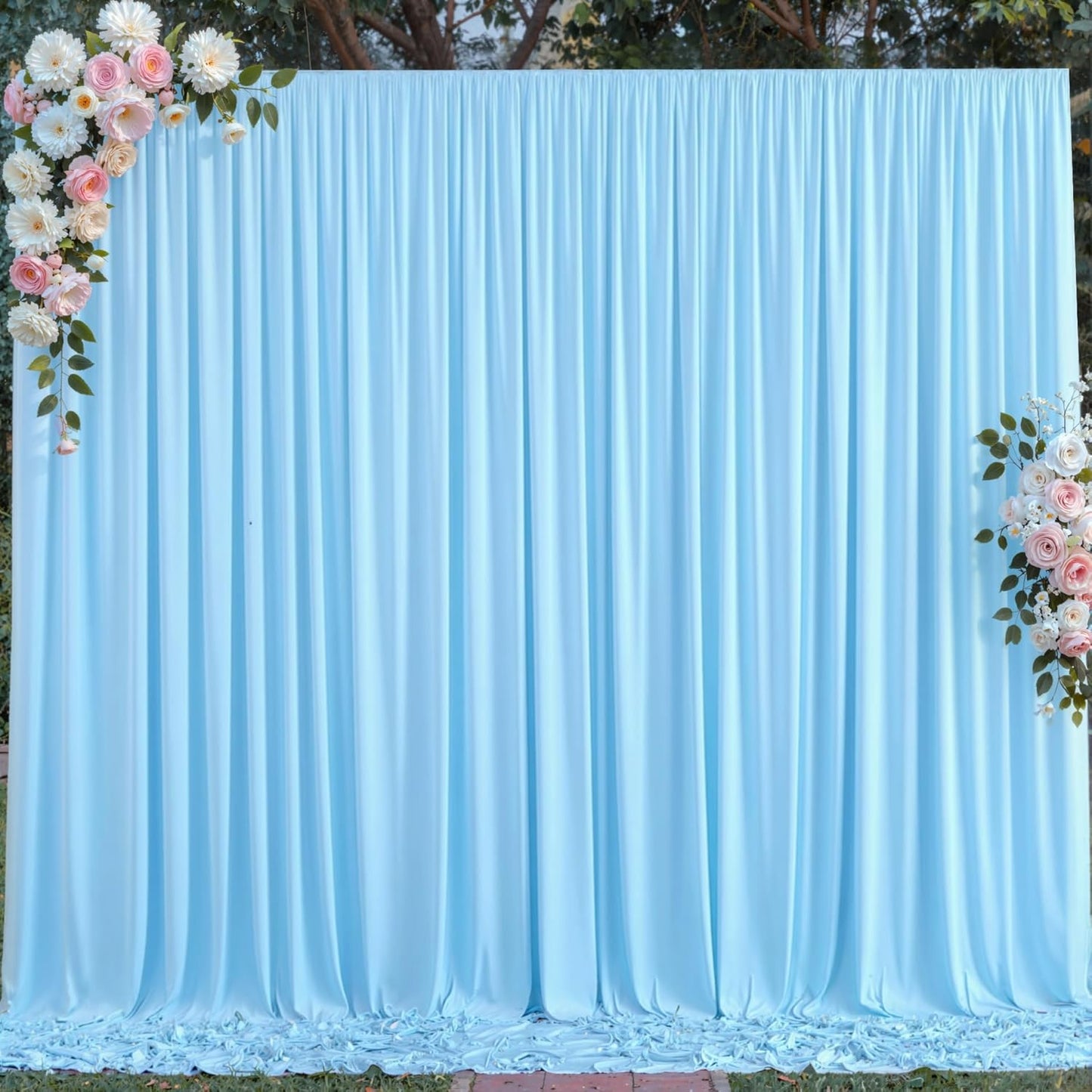 10 ft x 10 ft Wrinkle Free White Backdrop Curtains for Wedding Parties, Polyester Photography Backdrop Drapes for Birthday Parties Stage Backdrop Stand, 2 Panels 5x10FT Background Curtains
