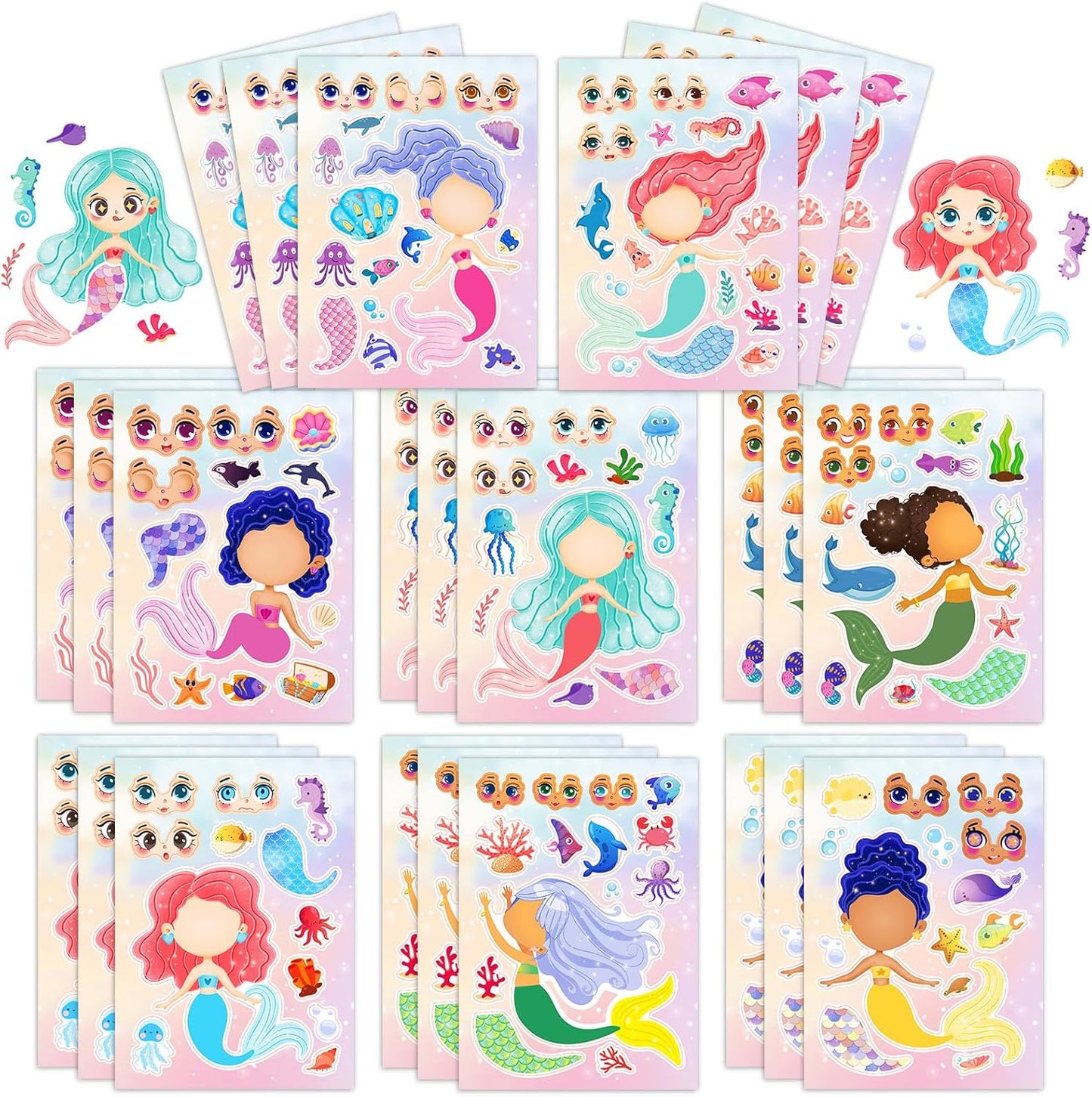 24 Sheets 8.3''×5.9'' Make Your Own Ice Cream Stickers for Toddlers Kids Party Favors, Make a Face Stickers for Kids Activities Supplies Crafts