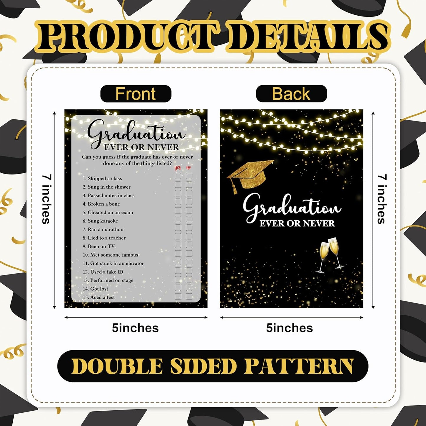 Graduation Games, Black Gold Grad Party Game Cards for Adults, Graduation Guest Bingo Games, Graduation Celebration Party Favors Supplies, 25 Pack (08)
