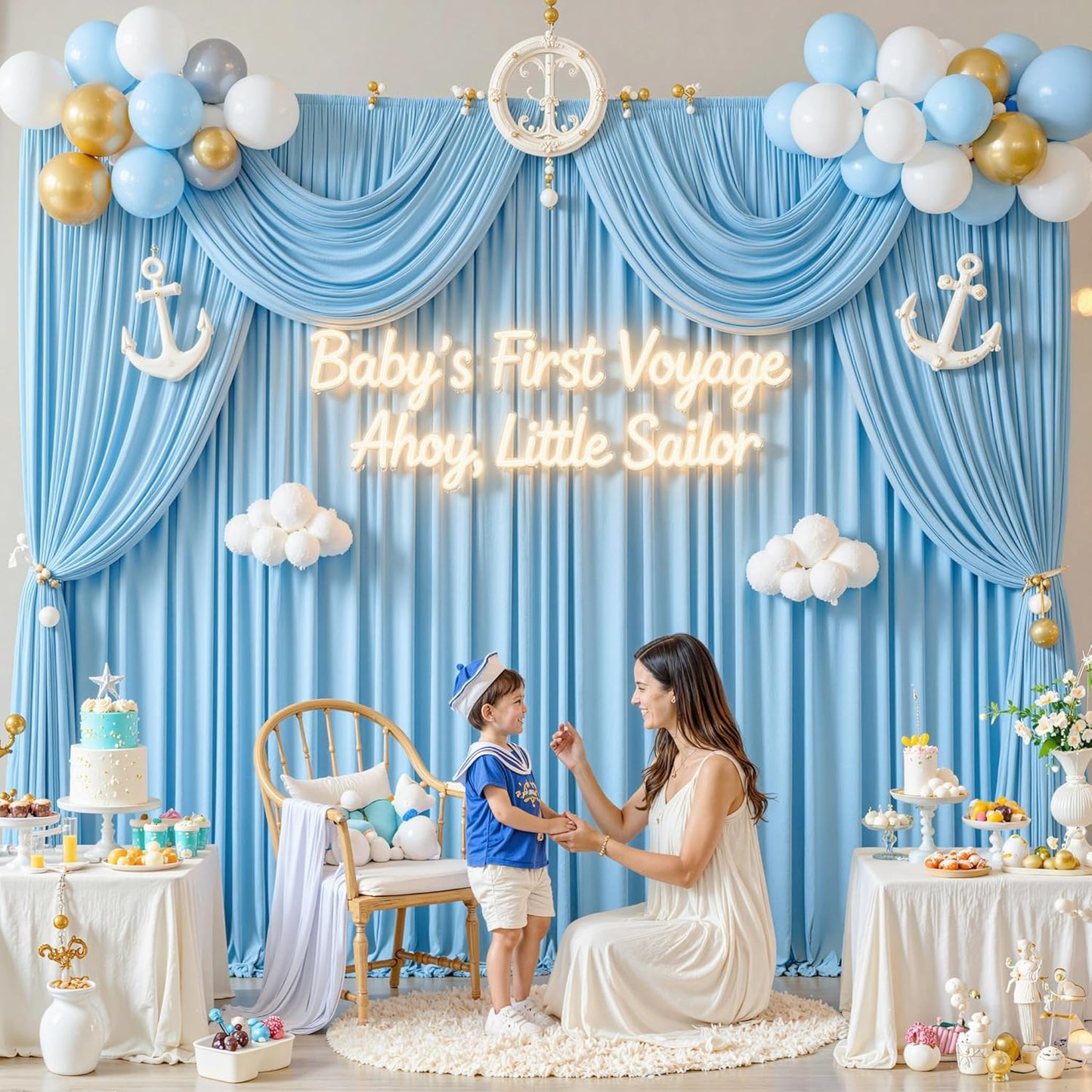 10 ft x 10 ft Wrinkle Free White Backdrop Curtains for Wedding Parties, Polyester Photography Backdrop Drapes for Birthday Parties Stage Backdrop Stand, 2 Panels 5x10FT Background Curtains