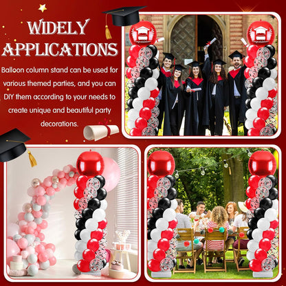 2 Sets Blue and Black White Graduation Balloon Column Stand Kit for Class of 2026, Adjustable Floor Balloon Arch Tower with Foil & Latex Balloons, DIY Decor for Grad Ceremony Backdrop