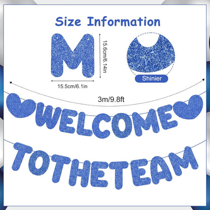 Welcome to the Team Banner, Navy Blue Welcome Sign, Glitter DIY Welcomes Banner for Office, Perfect Welcomes Party Supplies for New Employee, Coworker, Colleague, Staff, Includes Stringing Tool