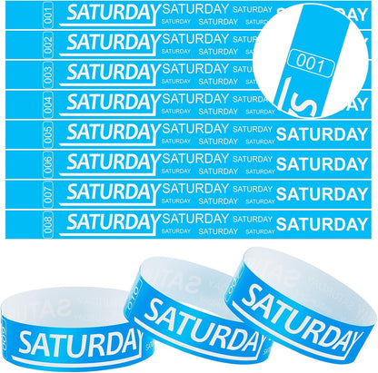 Henoyso 600 Pcs Saturday Paper Wristbands Event Admission Paper Bracelets Numbered Waterproof Party Armbands for Events Day of the Week(Red)
