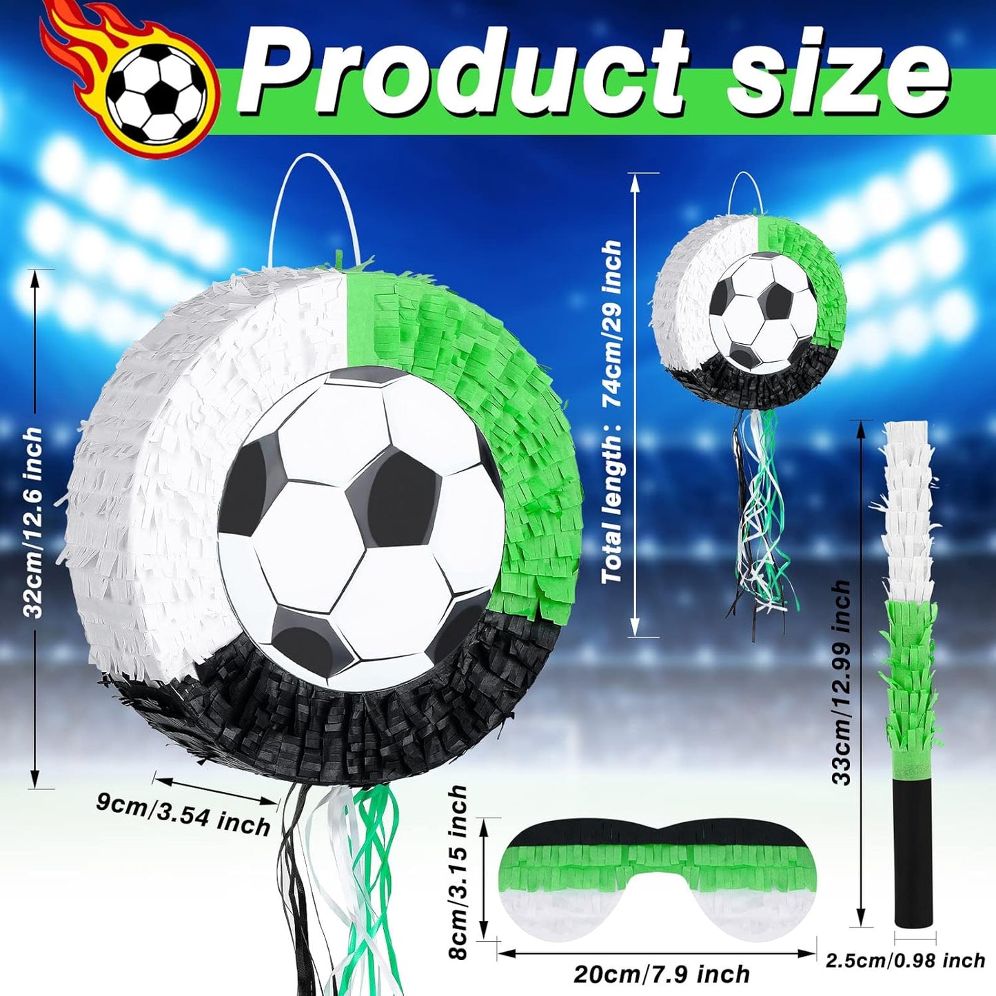 Deekin 3 Pcs Dart Piñata Set Include Large Dart Gun Shooting Target Piñata with Stick Eye Mask for Kids Birthday Party Game Favors Supplies 12.8x12.8 Inch