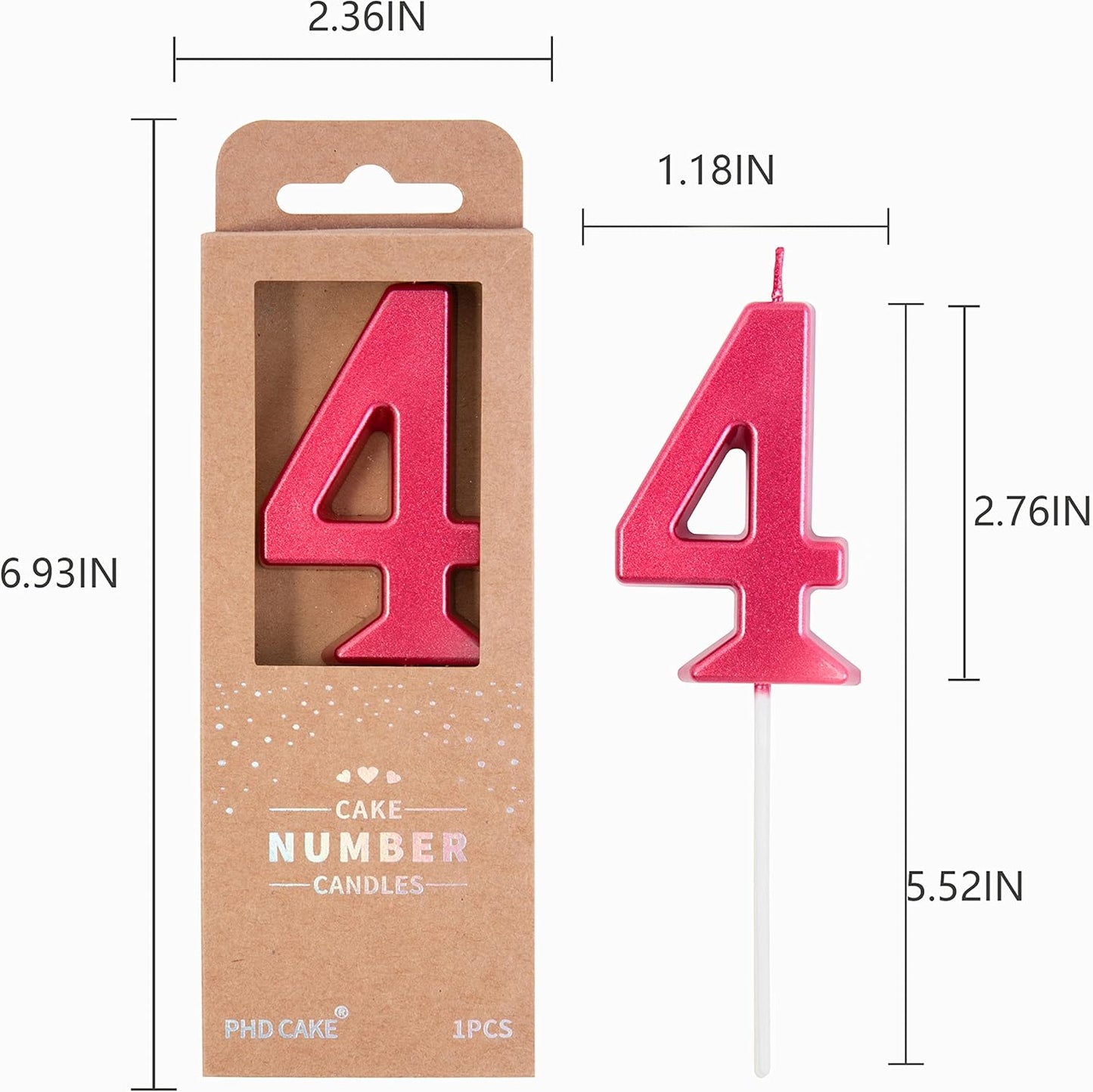 PHD CAKE 2.76 Inch Modern Gold 2 Number Birthday Candles, Gold Number Candles, Cake Number Candles, Party Celebration