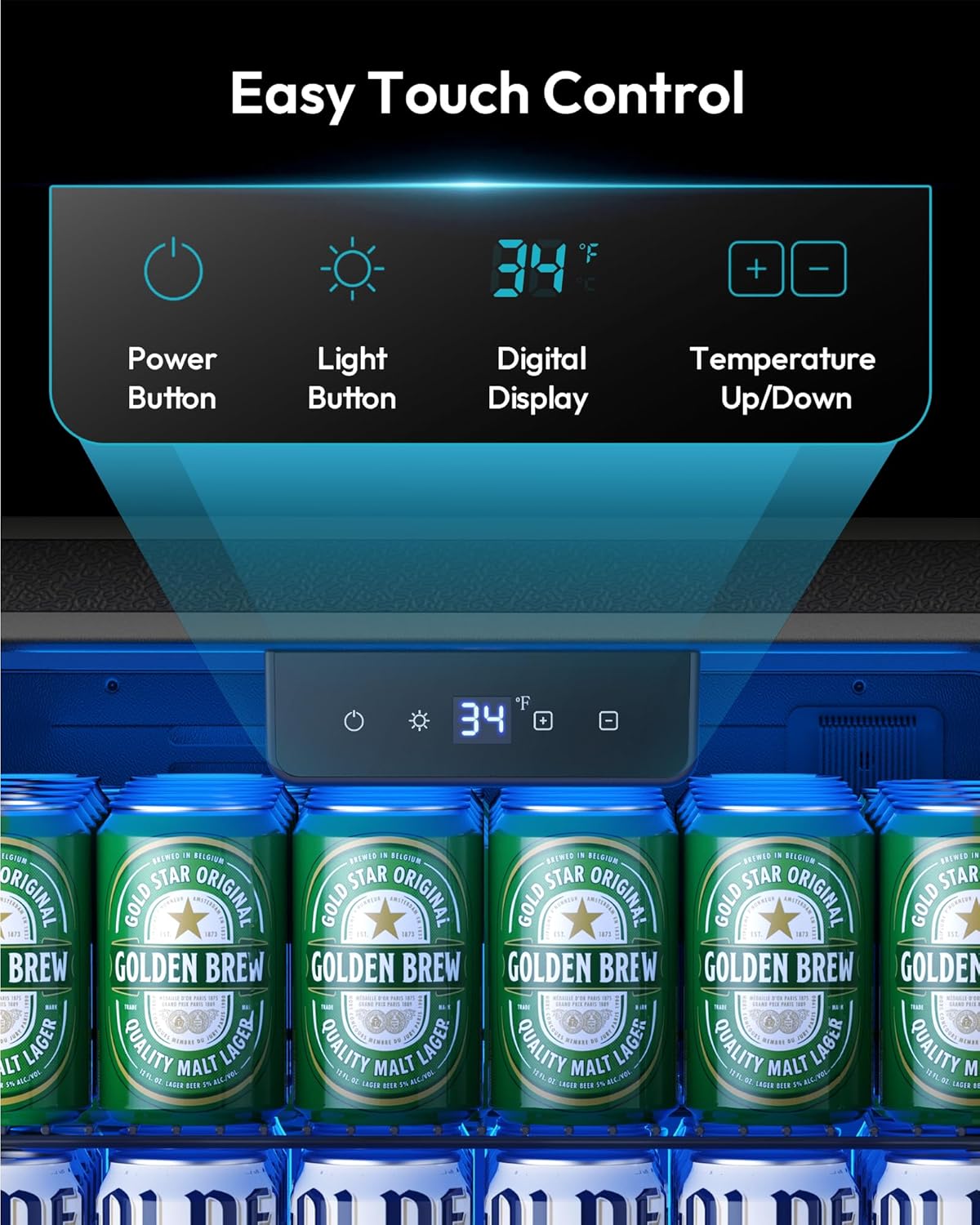 EUHOMY 4.5 Cu.ft Beverage Refrigerator and Cooler, 145 Can Mini fridge with Glass Door for Soda Beer Wine, Small Drink Dispenser with Digital Adjustable Thermostat for Home Office Bar