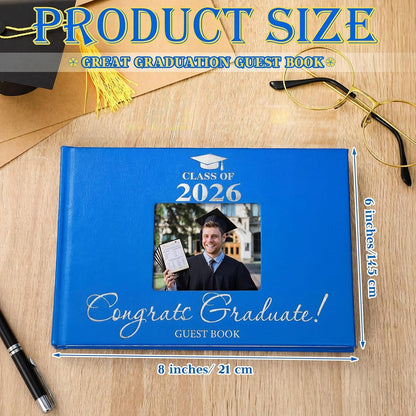 Geyoga 2026 Graduation Guest Book with Pen, 144 Pages Class of 2026 Graduation Party Guest Sign in Book Memory Scrapbook for High School Senior Nights College Grad Gifts, 6 x 8 Inch(Black)
