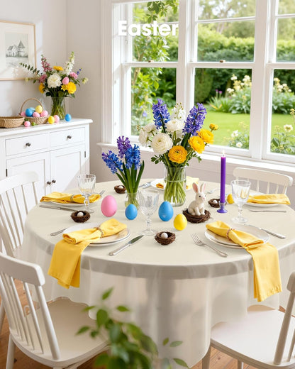 Pureegg Plastic Table Cloth 10 Pack, 54 x 108 Inch Disposable Table Cloths for Party, Picnic and Wedding, Rectangle, White - Colors A